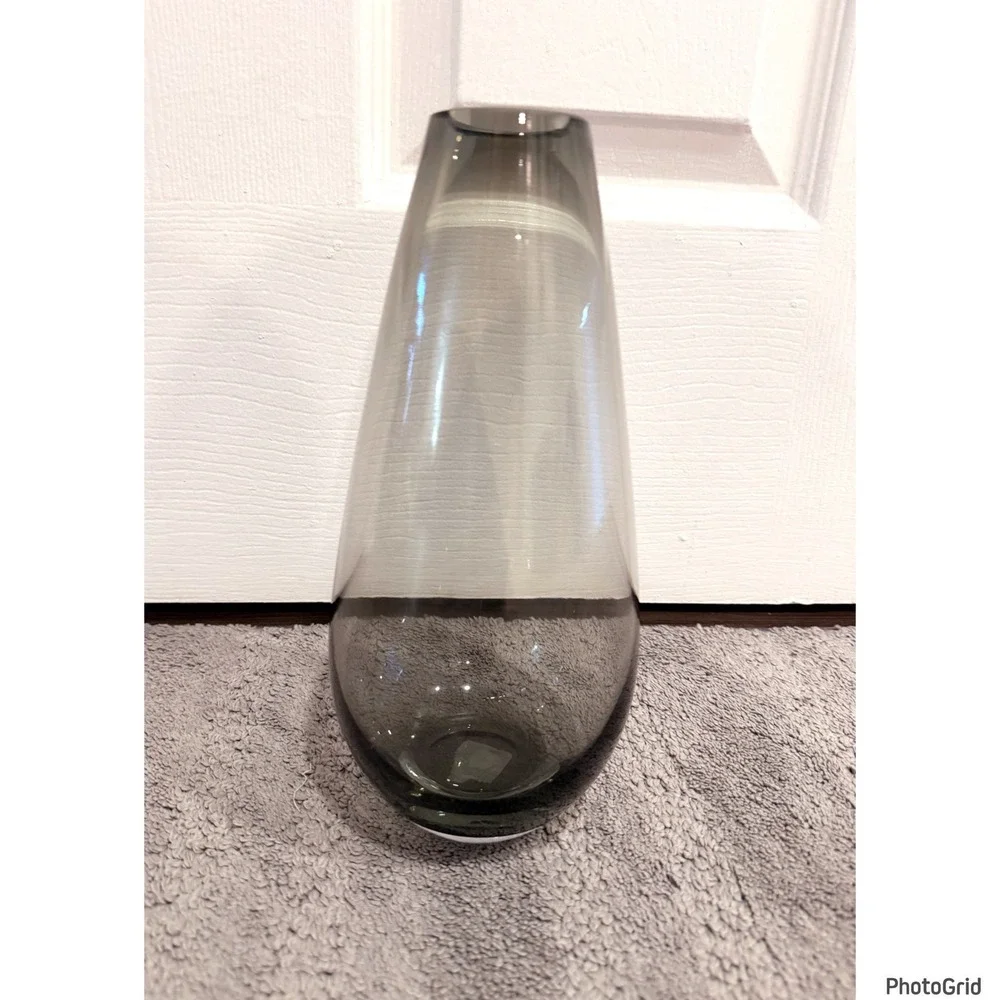 West Elm Matte Dark Smoke Glass Vase 10